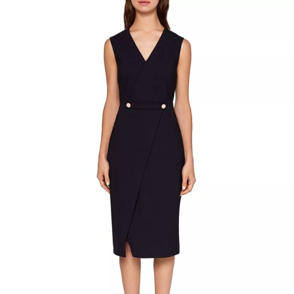 Ted Baker London Crossover Sleeveless Cerisad Faux-Wrap Dress Black Size 2